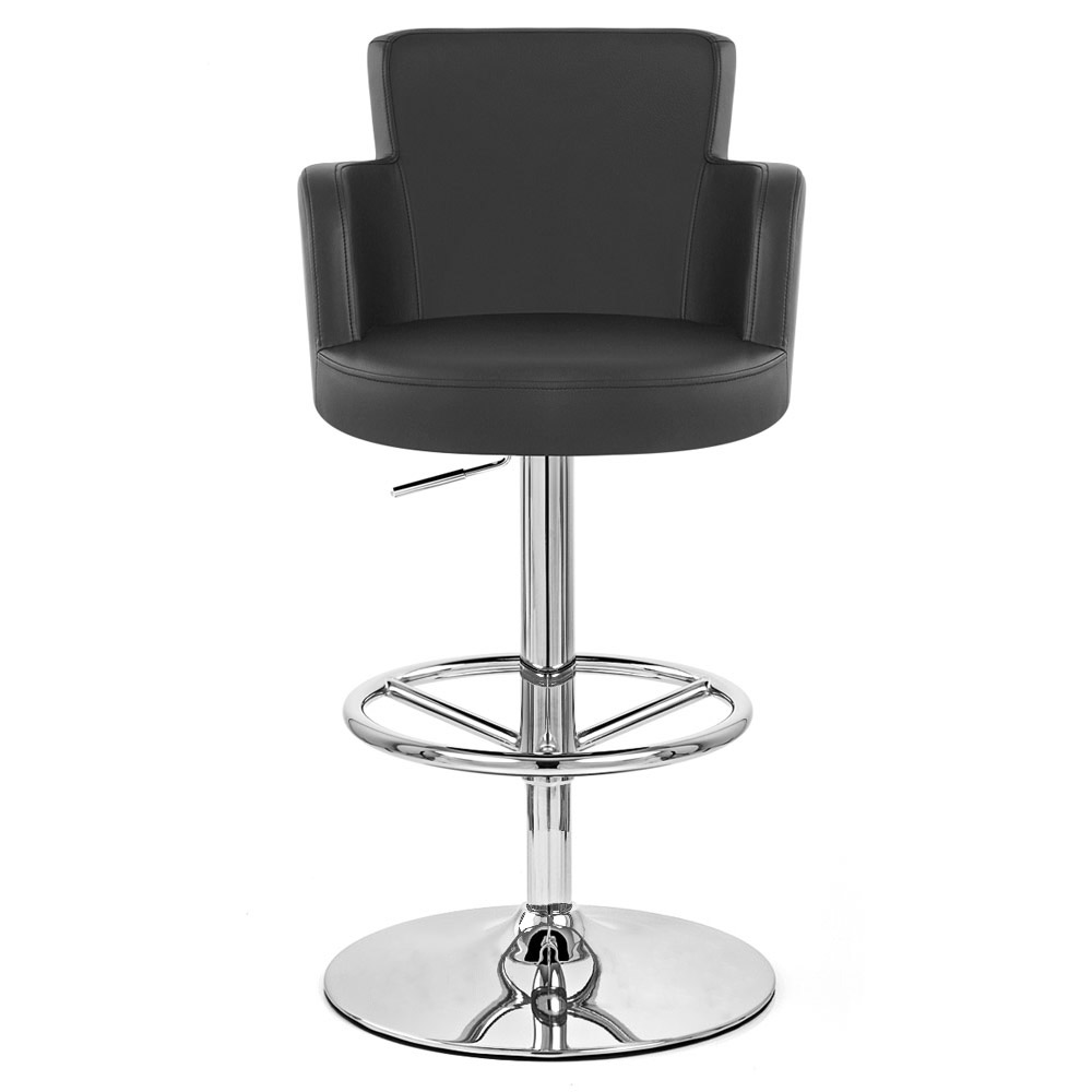Cau Adjule Height Swivel Bar Stool With Chrome Base Zuri Cau Bar Stool