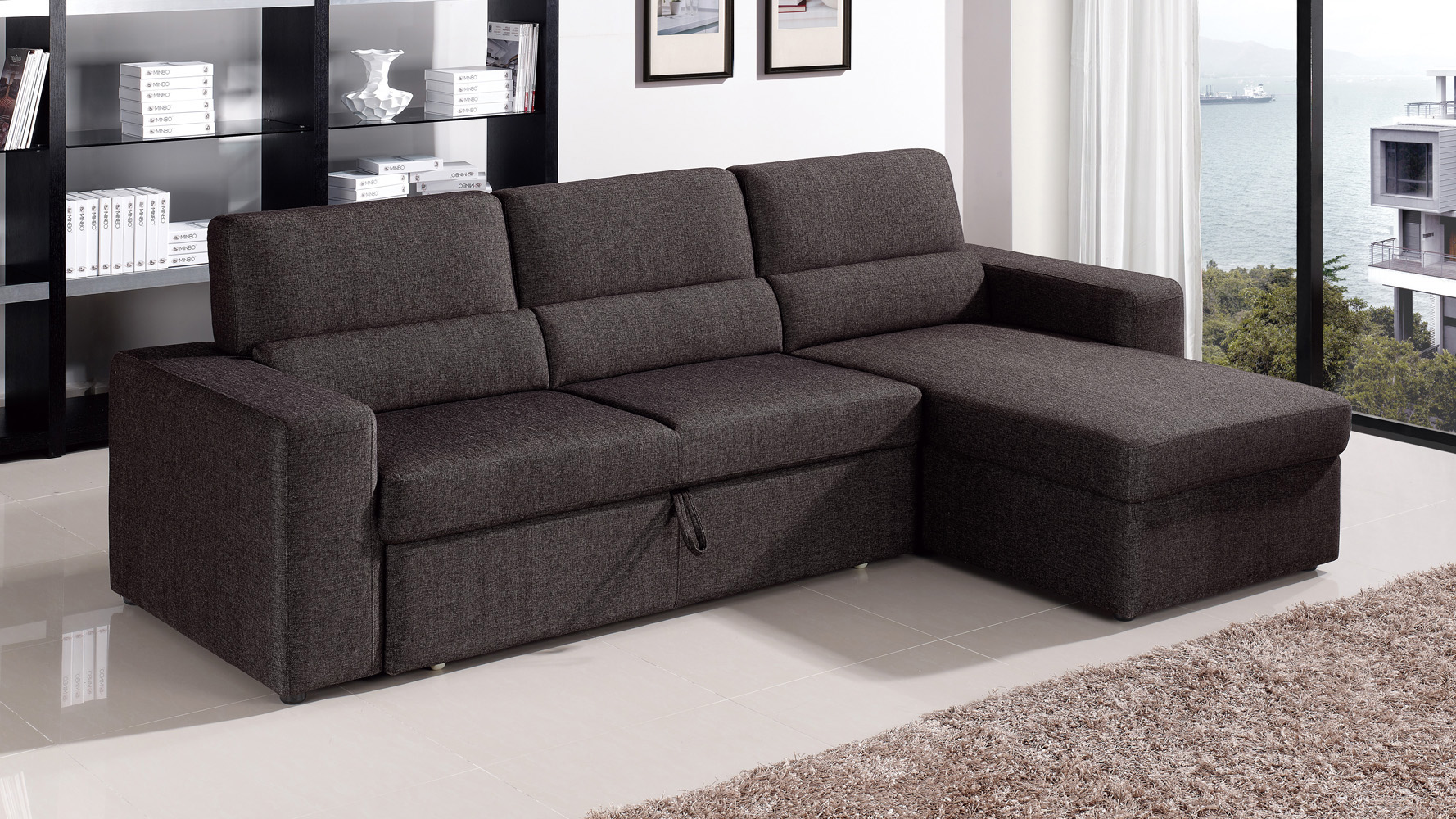 Clubber Sleeper Sectional Black Brown