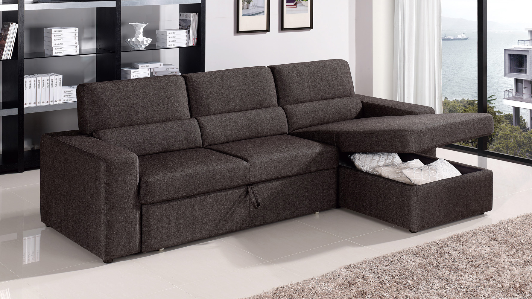 Clubber Sleeper Sectional Black Brown Clubber Sleeper Sectional Black Brown