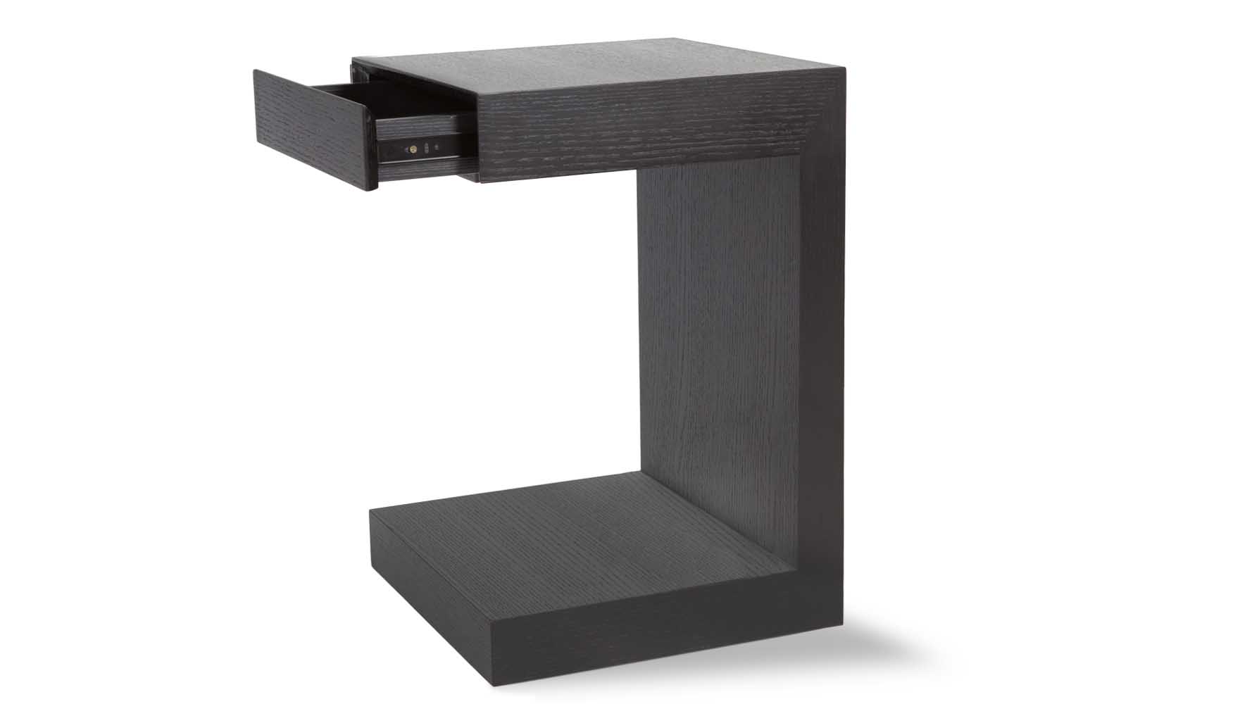 Cole Black Oak Side Table With Drawer Zuri Furniture