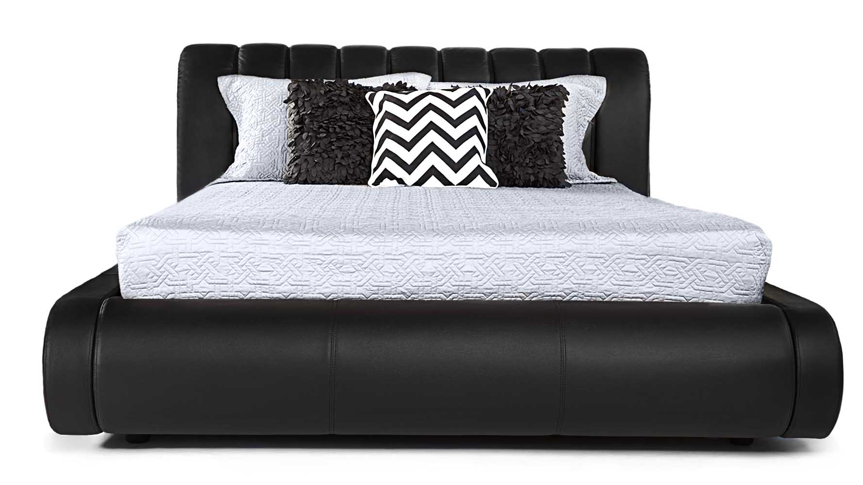 Dior Leather Contemporary Platform Bed Black Zuri Furniture