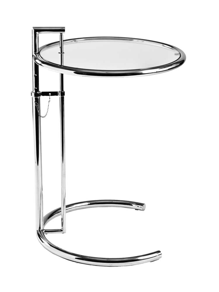 Eileen Adjule Height Tempered Gl End Table With Chrome Base Mouse Over Image To Zoom Or Click View Larger
