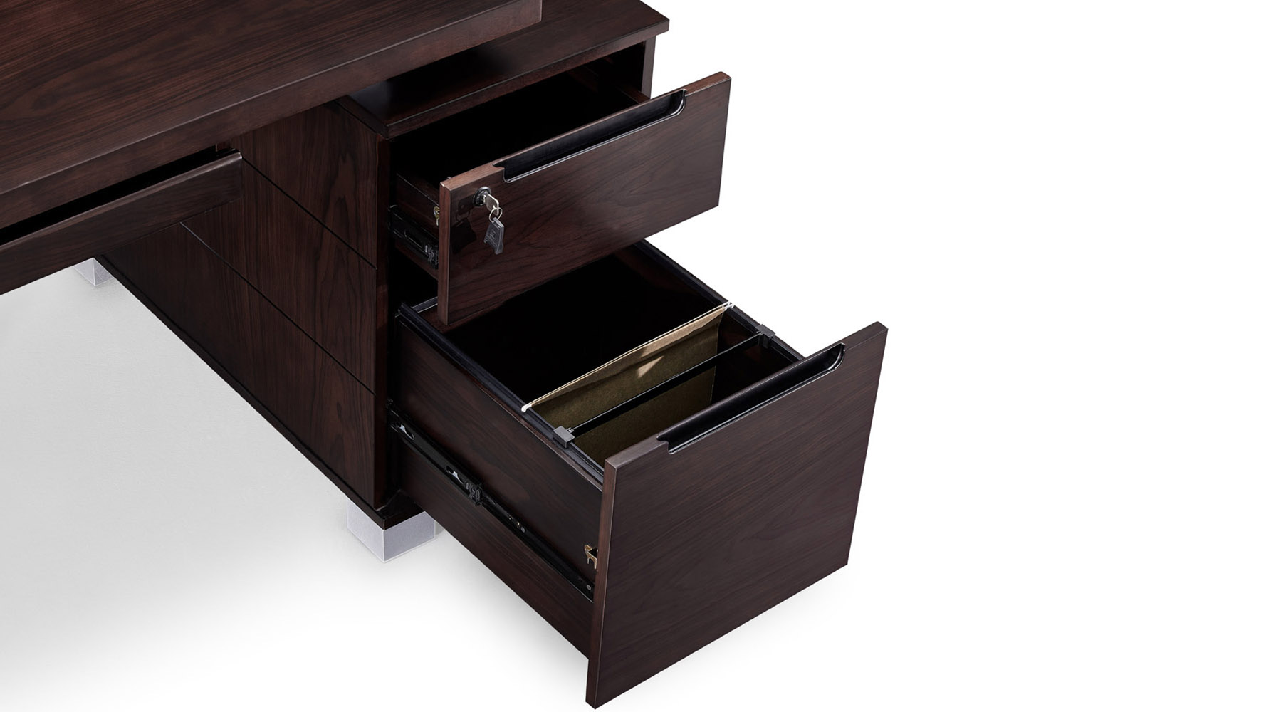 Ford Dark Wood Executive Desk Modern Contemporary Office Zuri Furniture