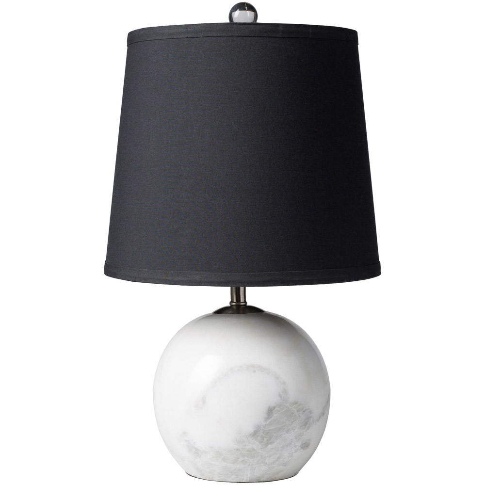 Gisher Marble and Faux Silk Shade Table Lamp, Black and White | Zuri Furniture