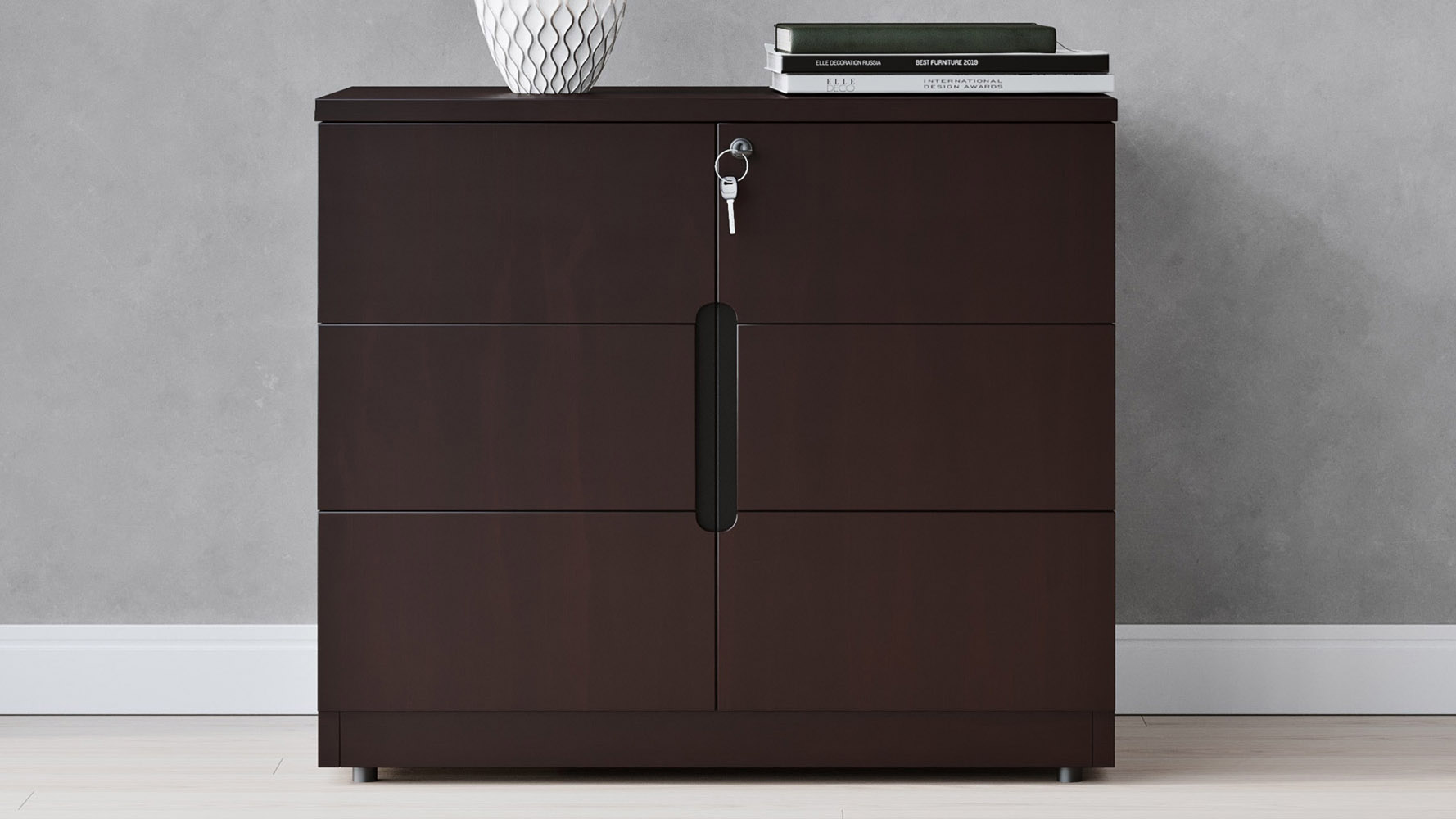 Hayes Dark Wood Small Cabinet Modern Contemporary Office Storage Zuri Furniture