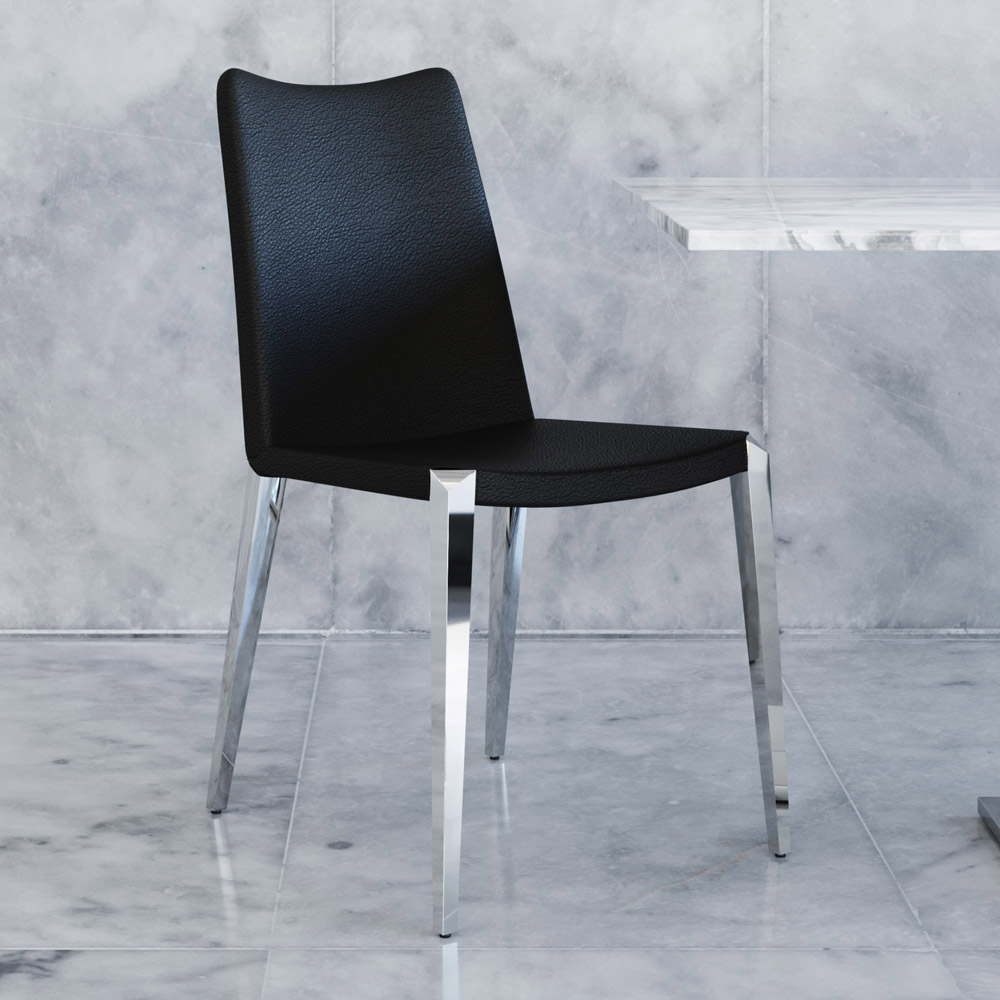 Jordan Dining Chair Black / Polished Stainless