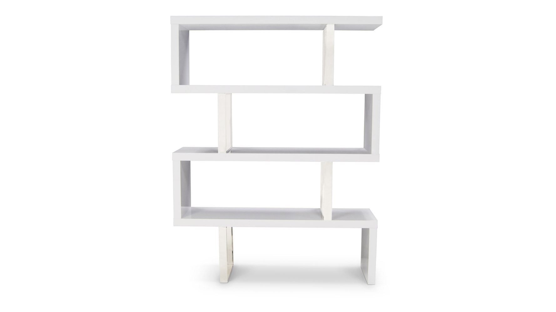 Lester High Gloss White And Silver Modern Cube 66 Inch Bookcase Free Shipping