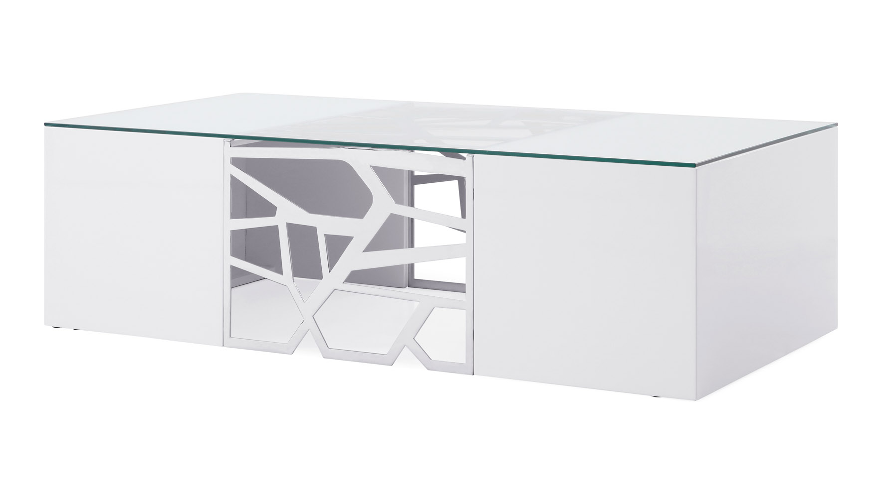 Liera Modern Coffee Table Oversized 55 Inch In White High Gloss Free Shipping