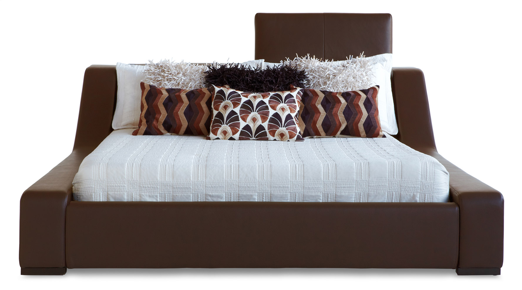 London Leather Contemporary Platform Bed Brown Zuri Furniture