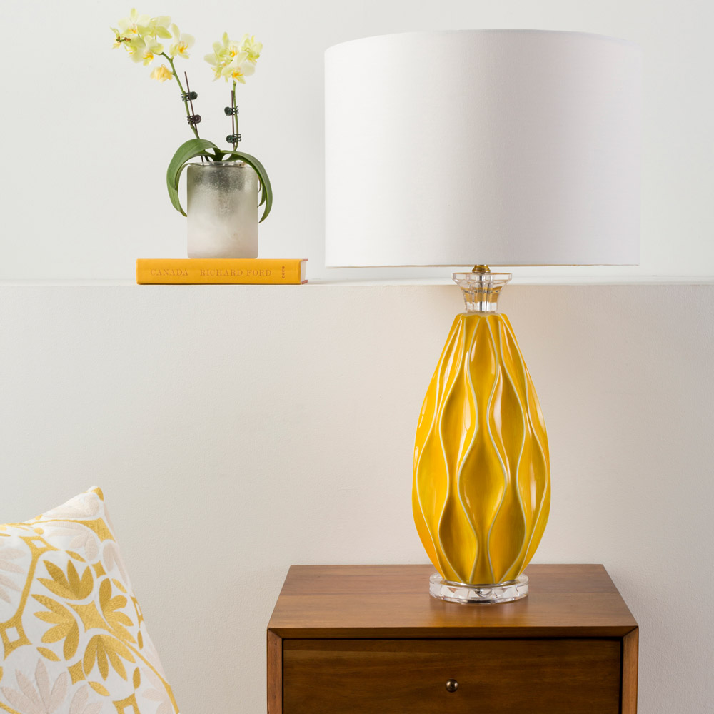 Lyse Ceramic Base and Cotton Shade Table Lamp | Zuri Furniture