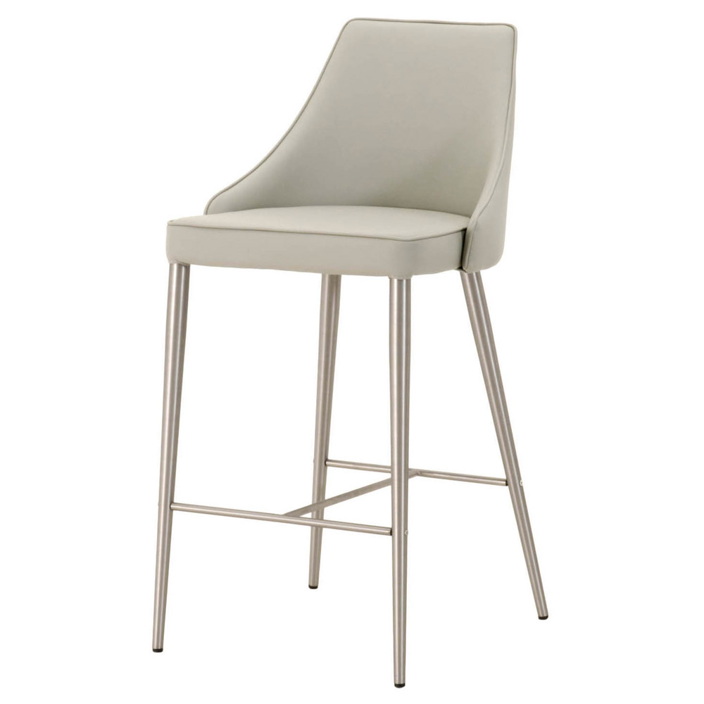 Macala Synthetic Leather Barstool Light Grey Zuri Furniture Macala Barstool