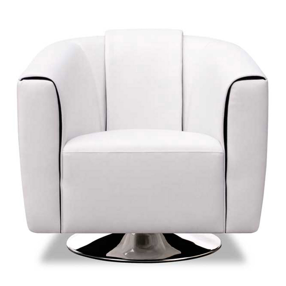 Maxine White Leatherette Swivel Chair Zuri Furniture