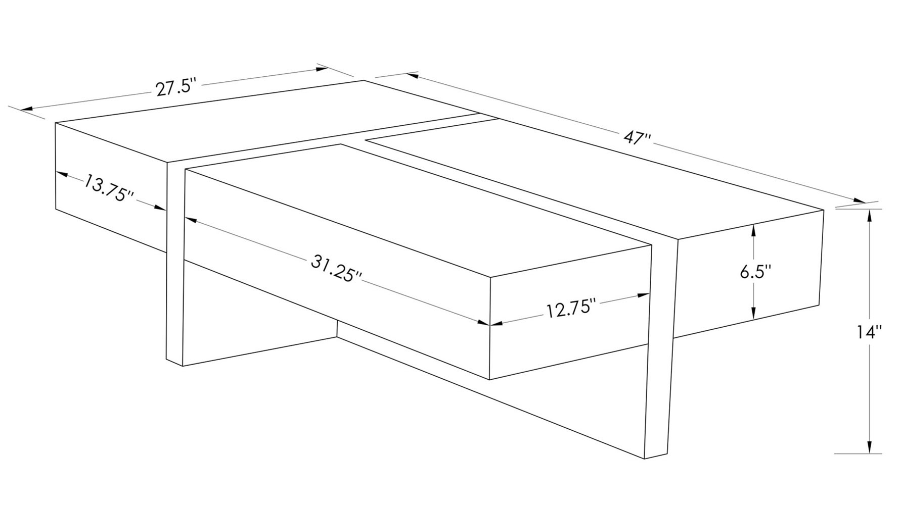 Mcintosh 47" Rectangle Coffee Table White and Ebony