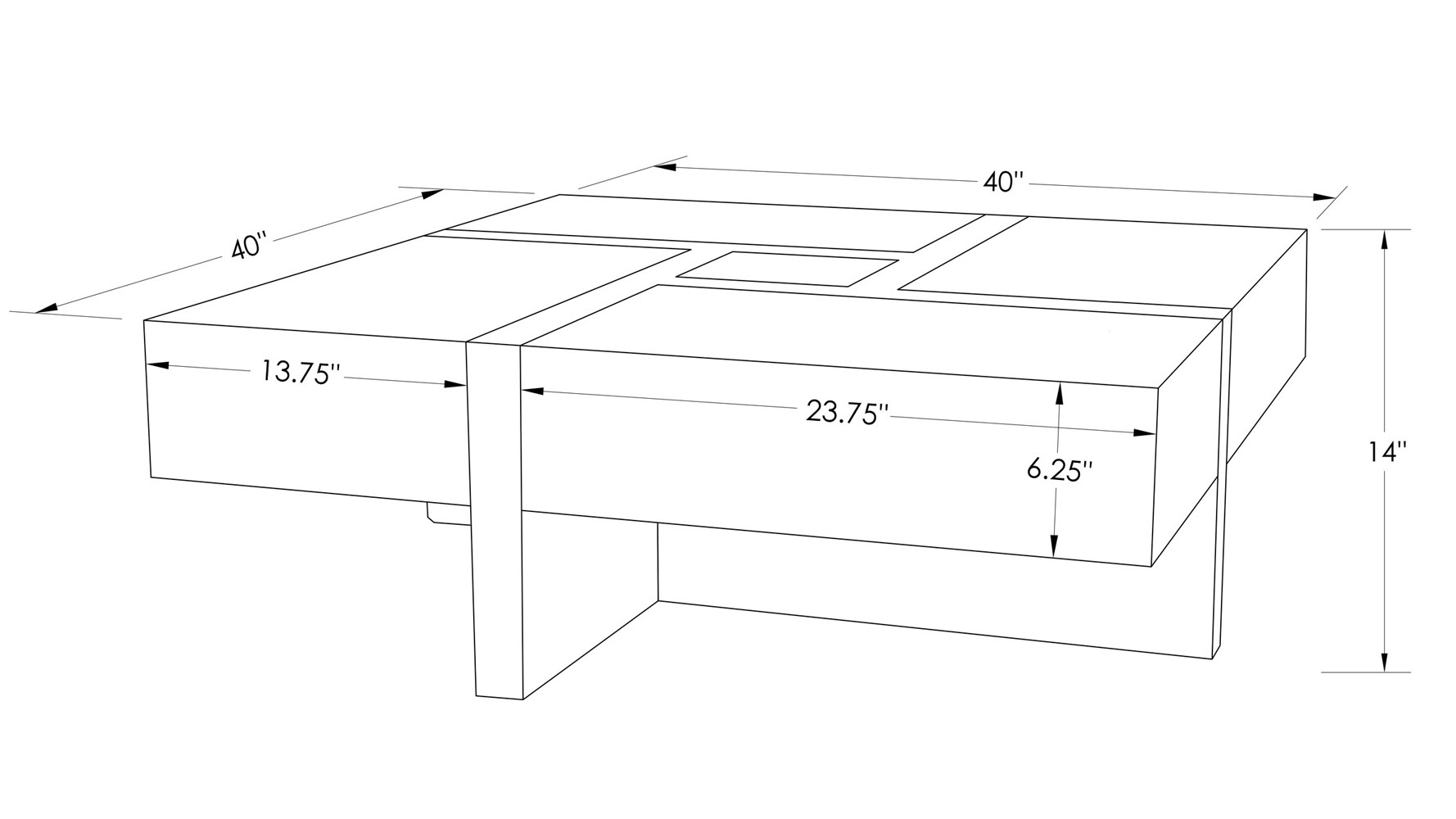 McIntosh 40" Square Coffee Table White and Black