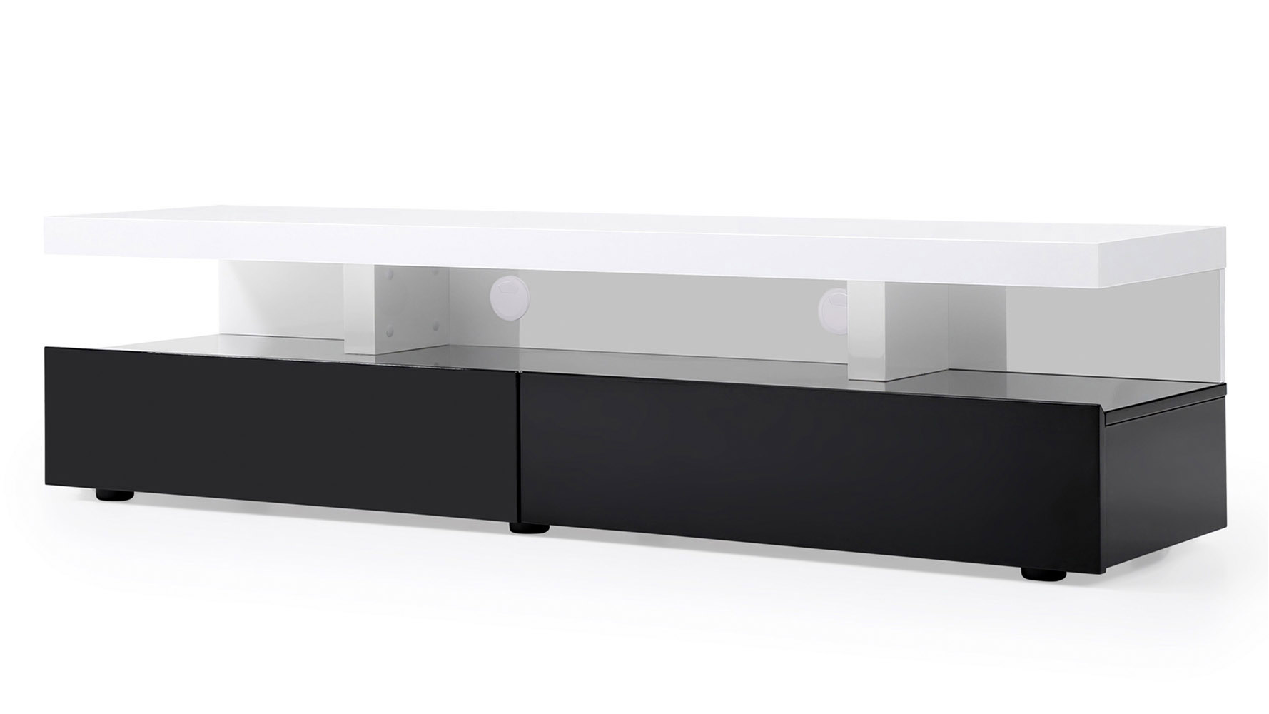 Zuri Furniture Modern Mcintosh Black and White High Gloss Lacquer 71 Inch TV Stand Zuri Furniture Modern Mcintosh Black and White High Gloss Lacquer 71 Inch TV Stand