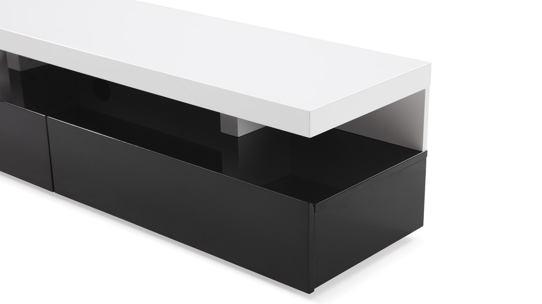 Zuri Furniture Modern Mcintosh Black and White High Gloss Lacquer 71 Inch TV Stand Zuri Furniture Modern Mcintosh Black and White High Gloss Lacquer 71 Inch TV Stand