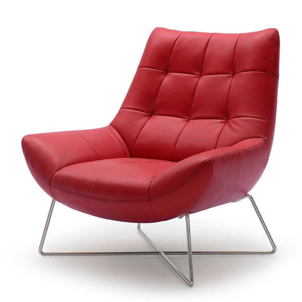 Medici Tufted Leather Modern Accent Chair Zuri Furniture Medici Chair Red