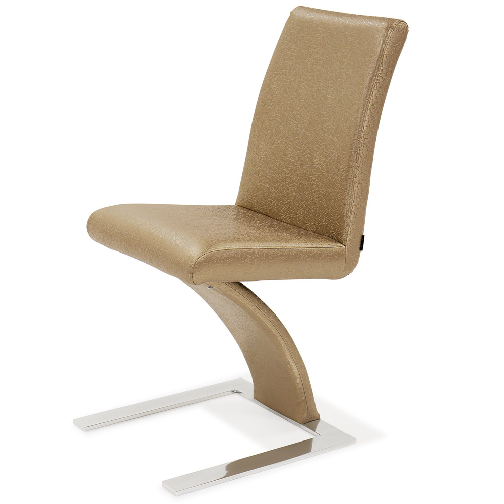 Mesa Modern Dining Chair Gold Leatherette and Chrome Zuri Furniture