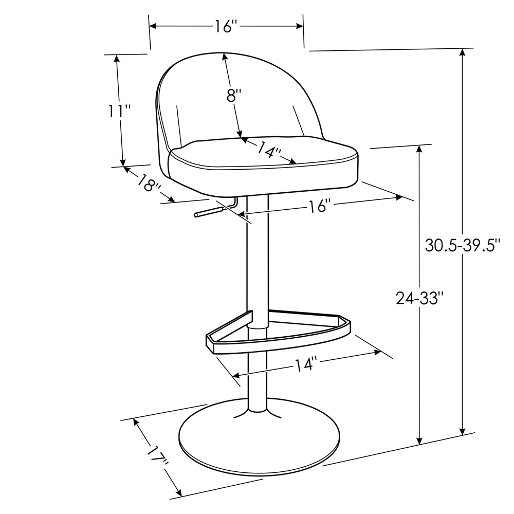 Mimi Bar Stool, Mimi Adjustable Height Swivel Armless Bar Stool Zuri Furniture