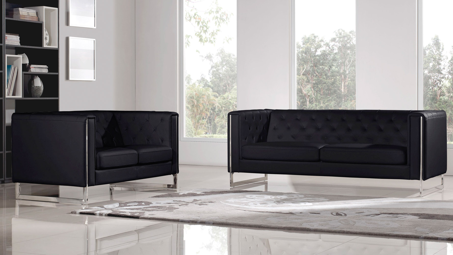 Easton Sofa And Loveseat Set Black