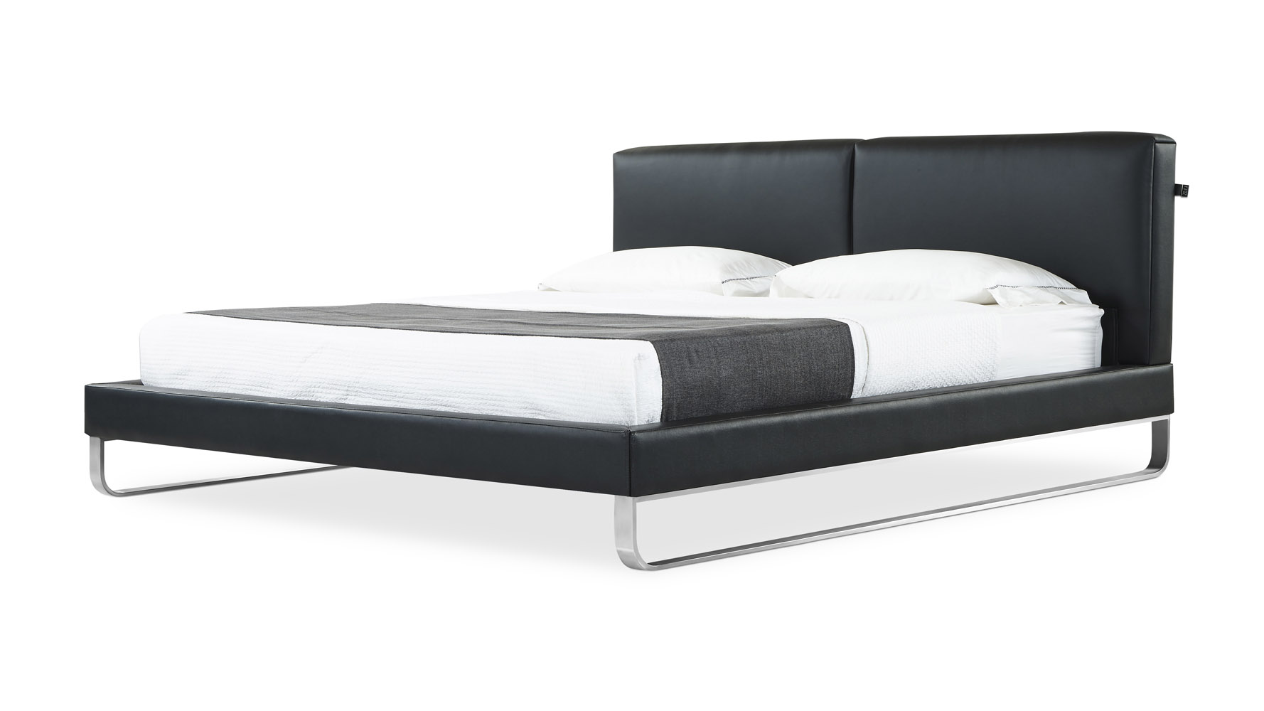Deimos Black Leather Platform Bed Zuri Furniture Deimos Black Leather Platform Bed