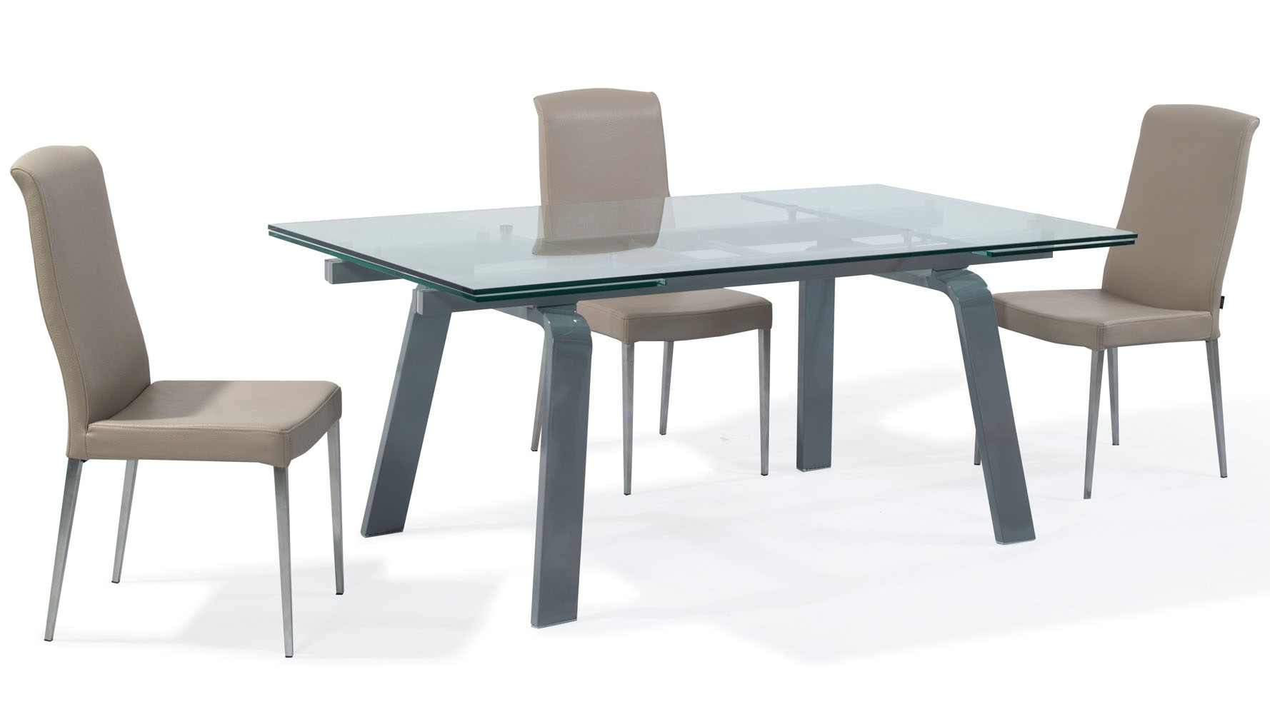 Modern Clear Glass and Metal Extendable Malone Dining ...