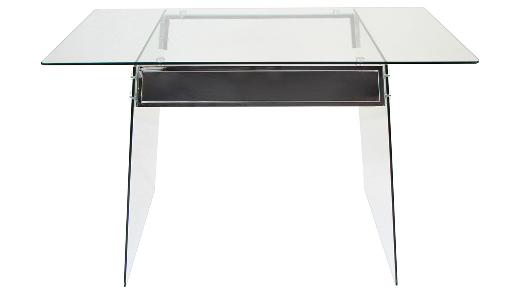 Modern Clear Tempered Glass Chrome Vidra Desk Zuri Furniture Free