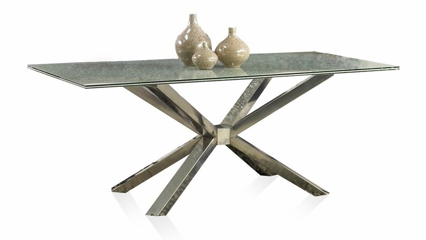 Cointet 75 Inch Dining Table Crackle Glass