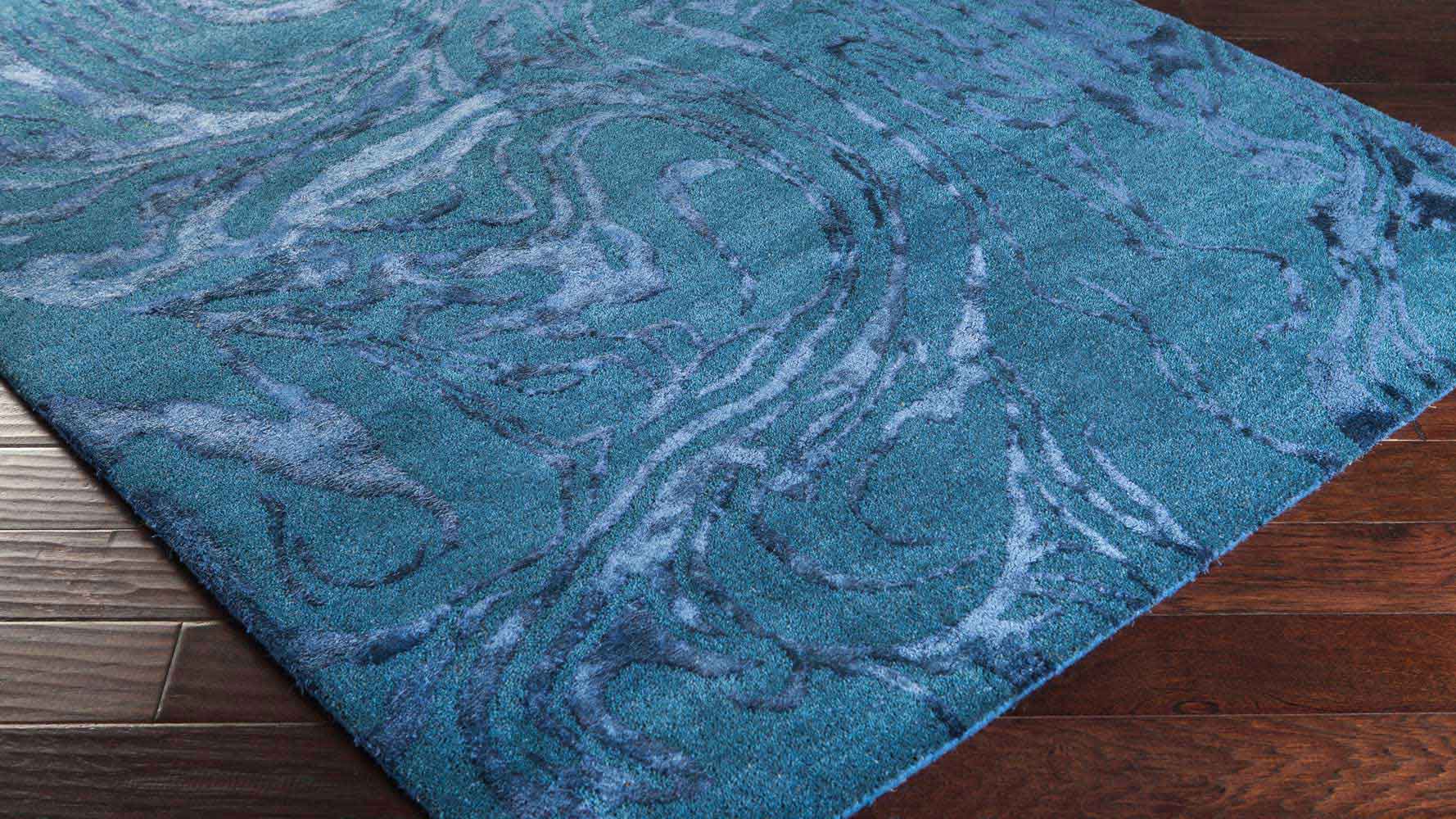 Banshee Area Rug Teal Swirl