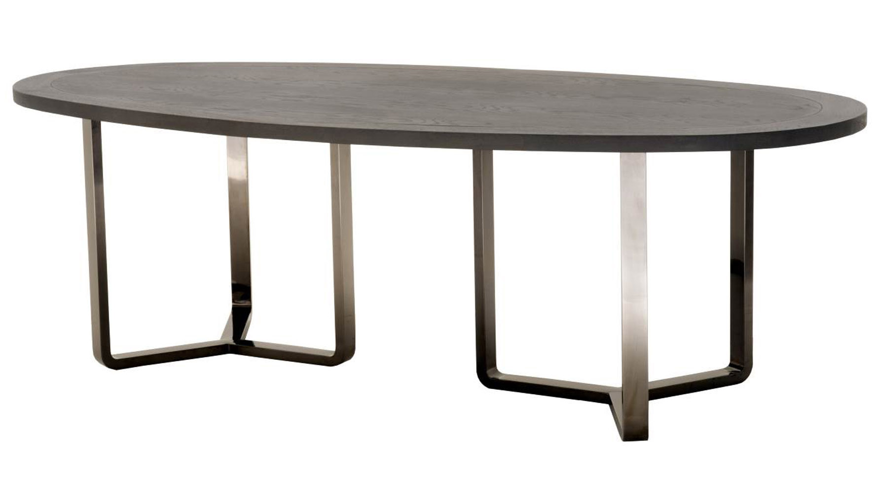 Jaffa Oval Oak Dining Table with Stainless Steel Base ...
