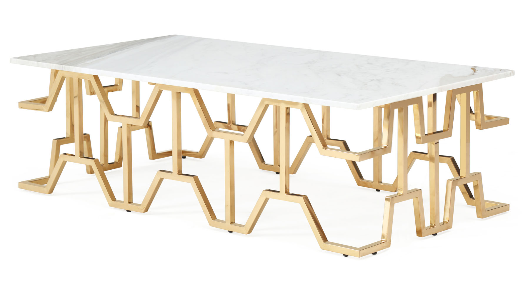 Modern Rose Gold And Marble Jewel Coffee Table Zuri Furniture