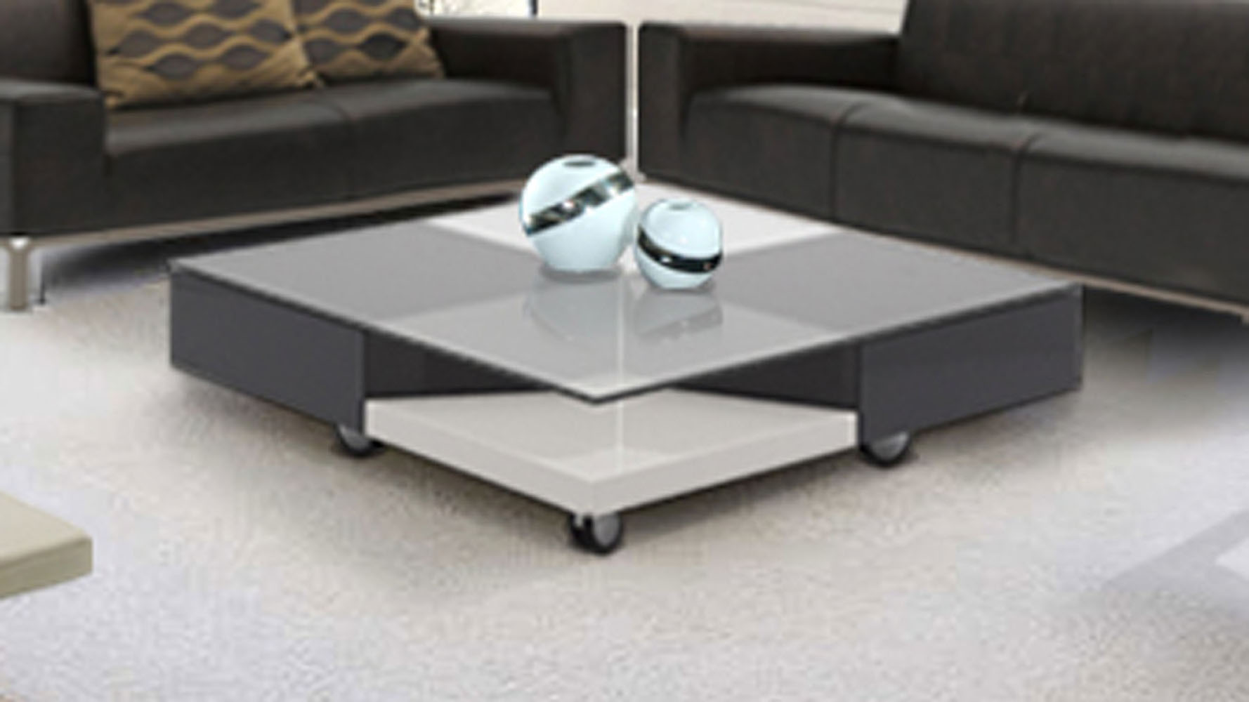 Modern Vaille Coffee Table Transparency Glass Glossy Beige And Modern Vaille Coffee Table Transparency Glass Glossy Beige And Dark Grey Finish Zuri Furniture