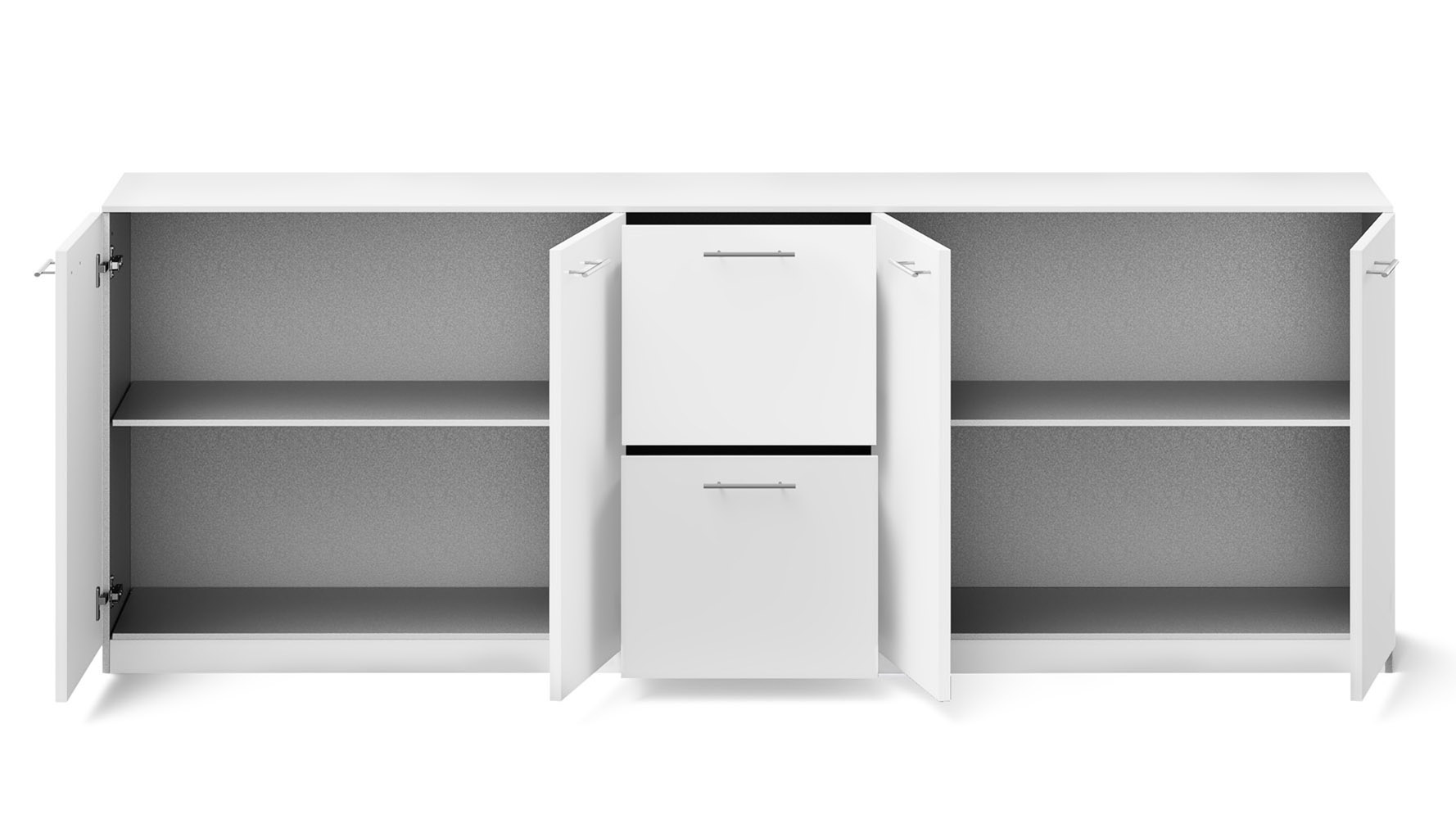 Reagan White Lacquer Credenza Modern & Contemporary Filing and Shelving Zuri Furniture