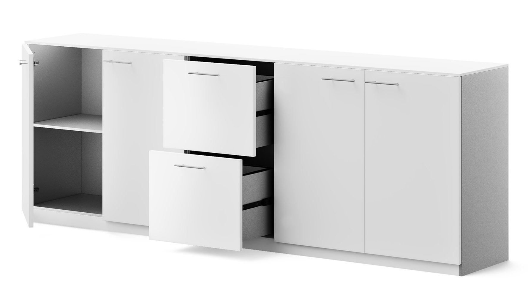 Reagan White Lacquer Credenza Modern & Contemporary Filing and Shelving Zuri Furniture