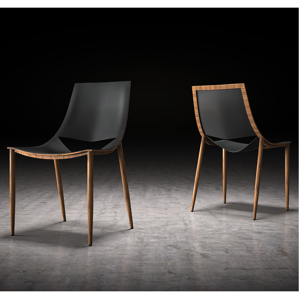 Samson Leather And Steel Dining Chair Black On Teak Zuri Furniture