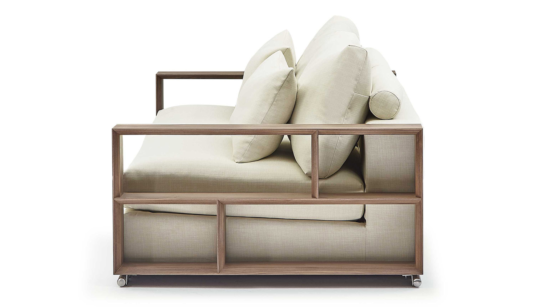 Soriano Wooden Arm 118 Inch Sofa Beige Soriano Wooden Arm 118 Inch Sofa Beige