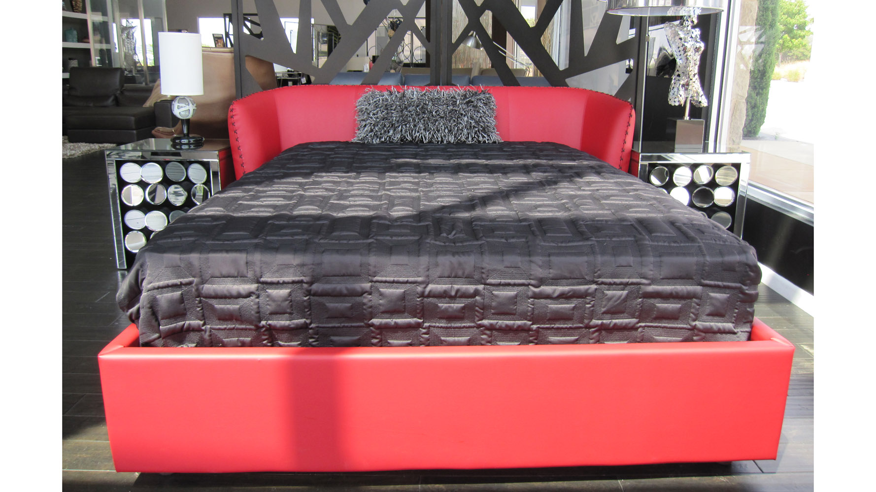 Vitali Microfiber Leather Red Platform Bed by Zuri Furniture Zuri
