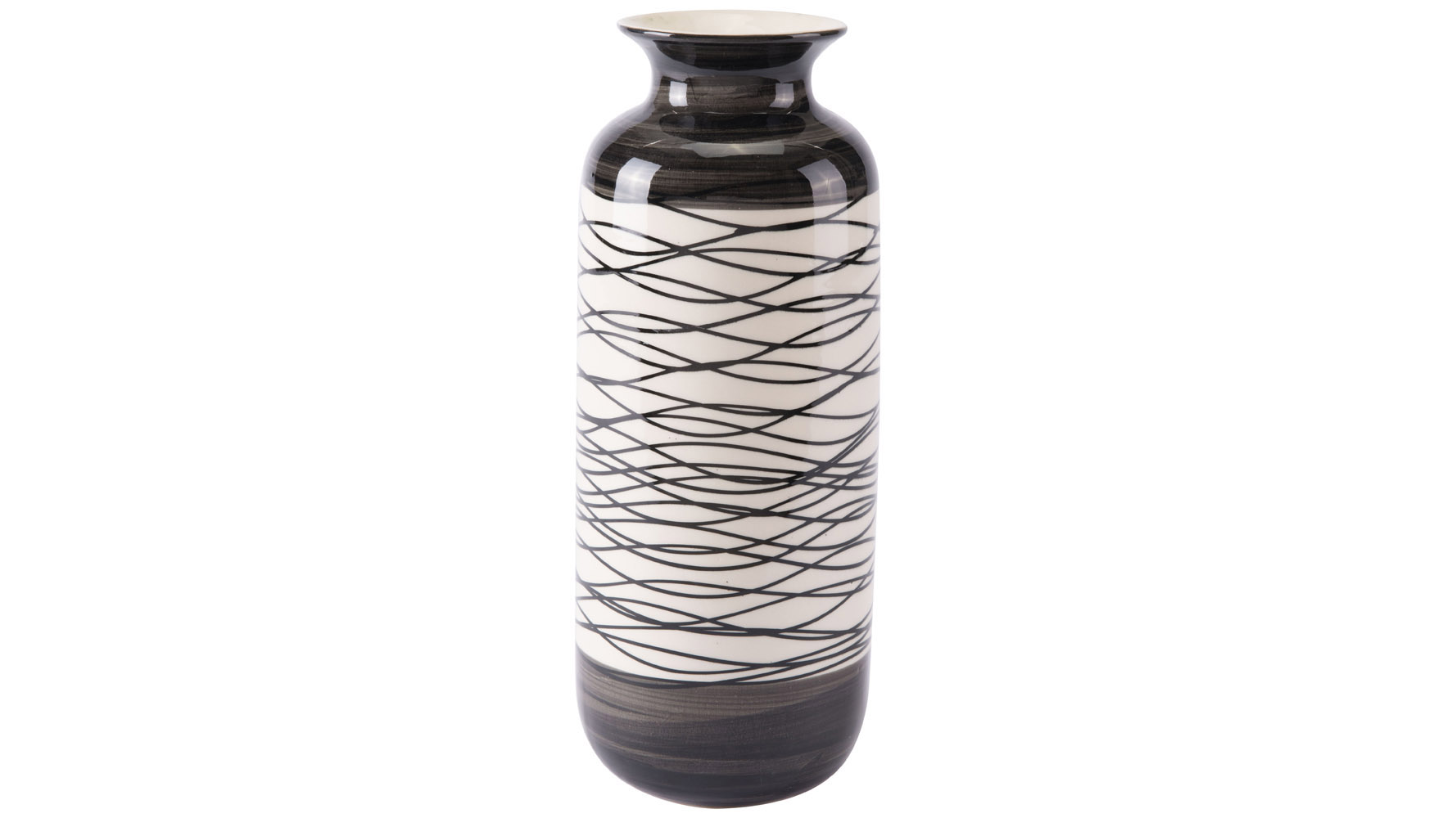 Wavy Stripes Tall Vase Black Ivory