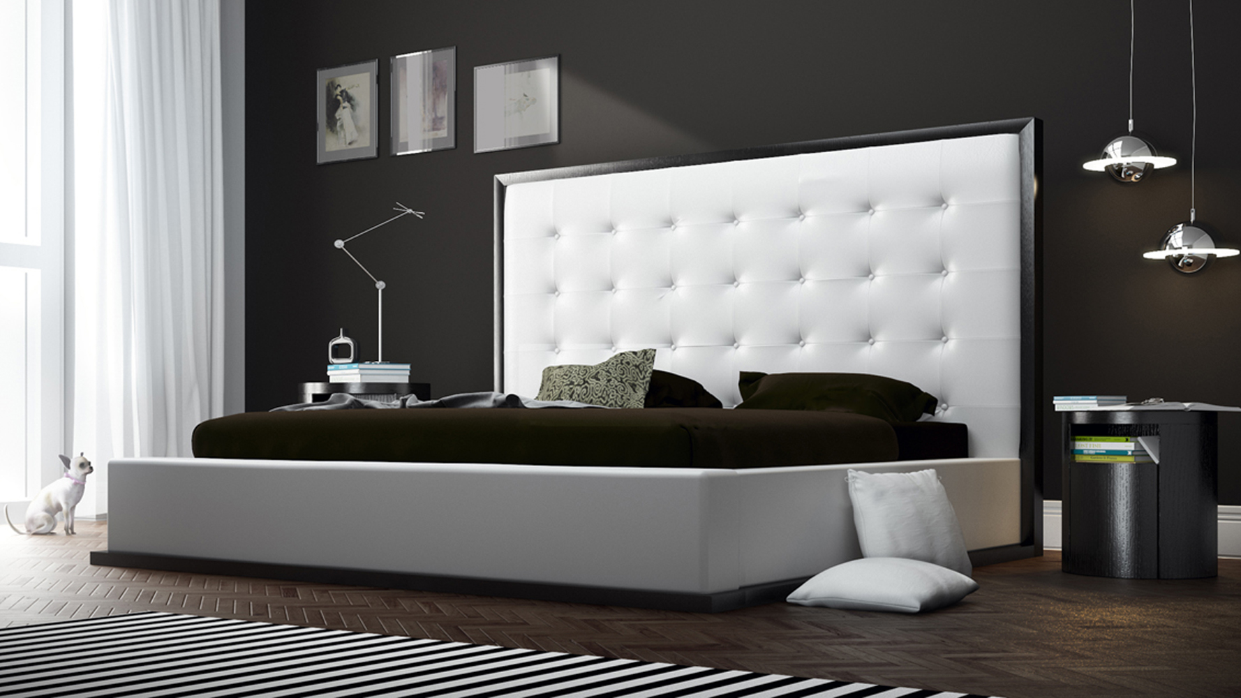Siena Platform Bed White Leatherette On Wenge Zuri Furniture