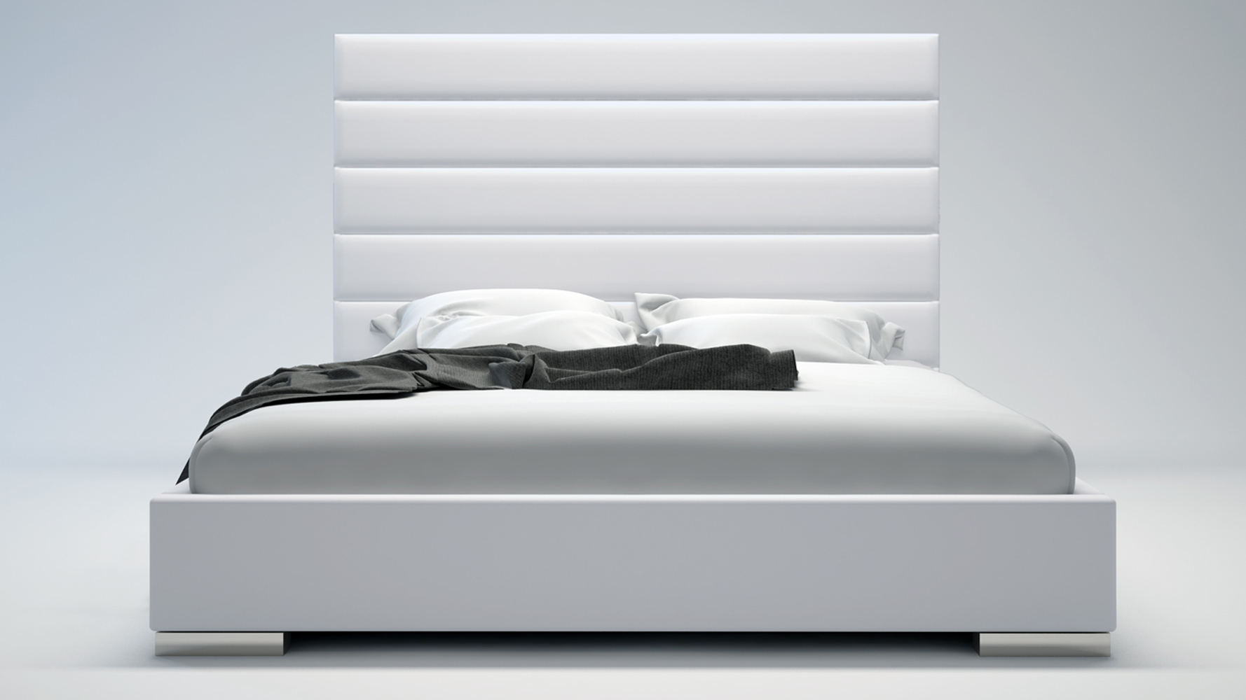 Reina White Panel Tufted Leatherette Platform Bed Zuri Furniture