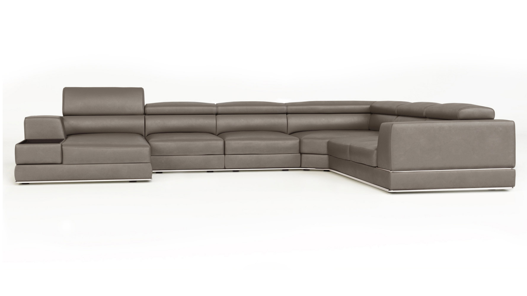 Wynn Slate Leather Sectional Sofa with Adjustable Headrests Zuri