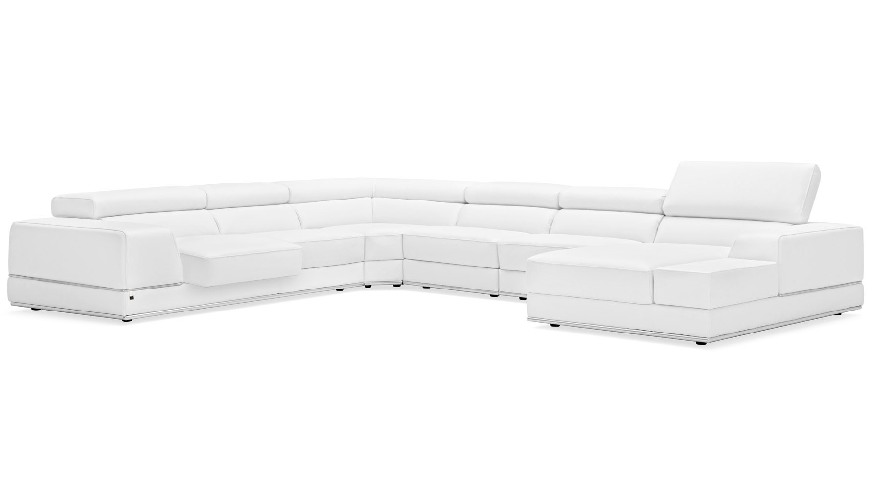 Modern Furniture White Leather Sectional Sofa With Ottoman | Cabinets ...