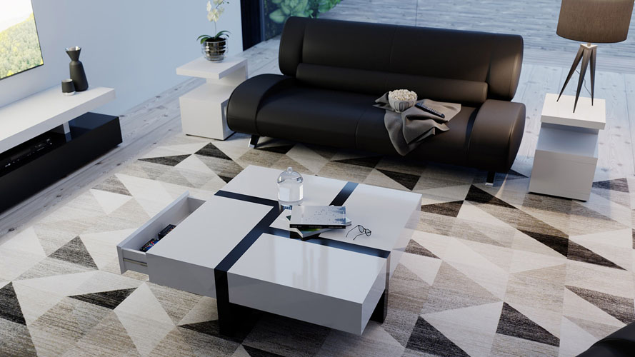 McIntosh 40" Square Coffee Table White and Black