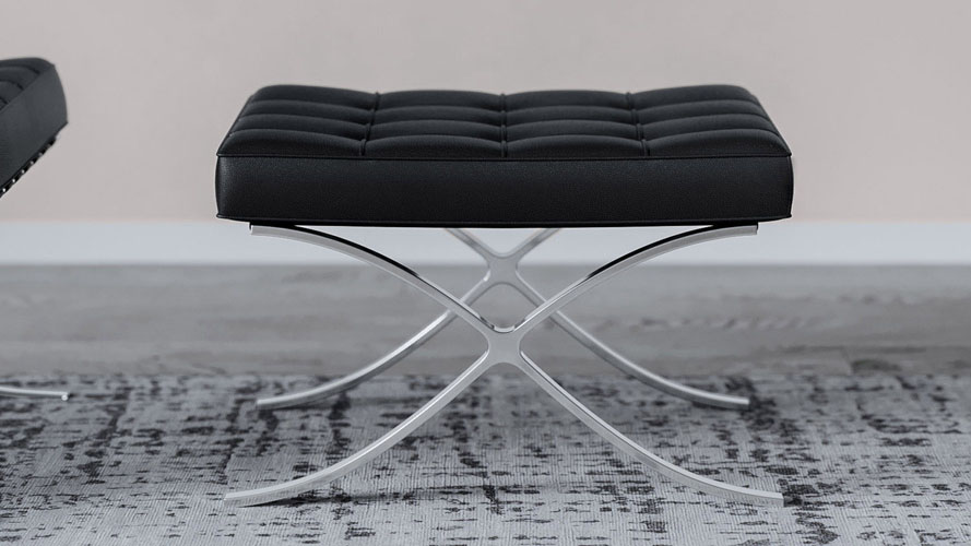 Barcelona-Ottoman/バルセロナ オットマン黒 NO.D バルセロナチェア