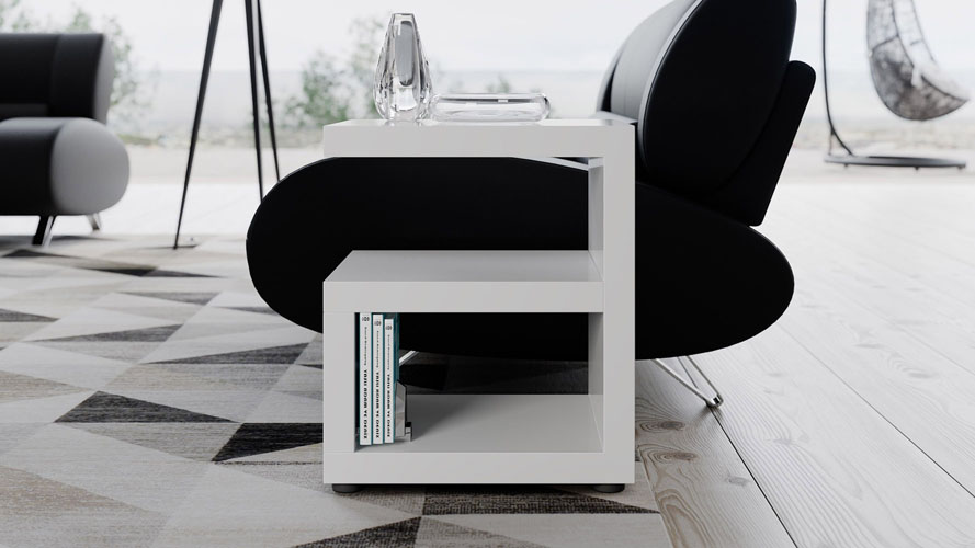 Jayden High Gloss Modern Side Table White Zuri Furniture