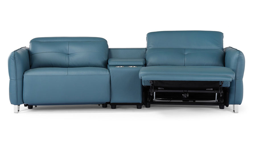Macau Reclining Leather Loveseat with Console | Zuri Furniture