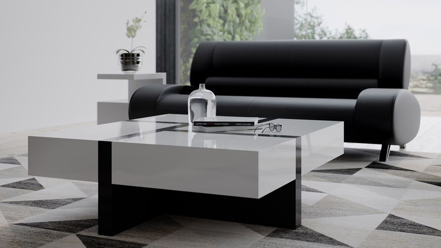 McIntosh 40" Square Coffee Table White and Black