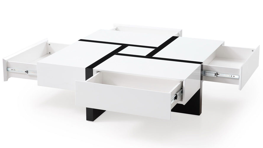 McIntosh 40" Square Coffee Table White and Black