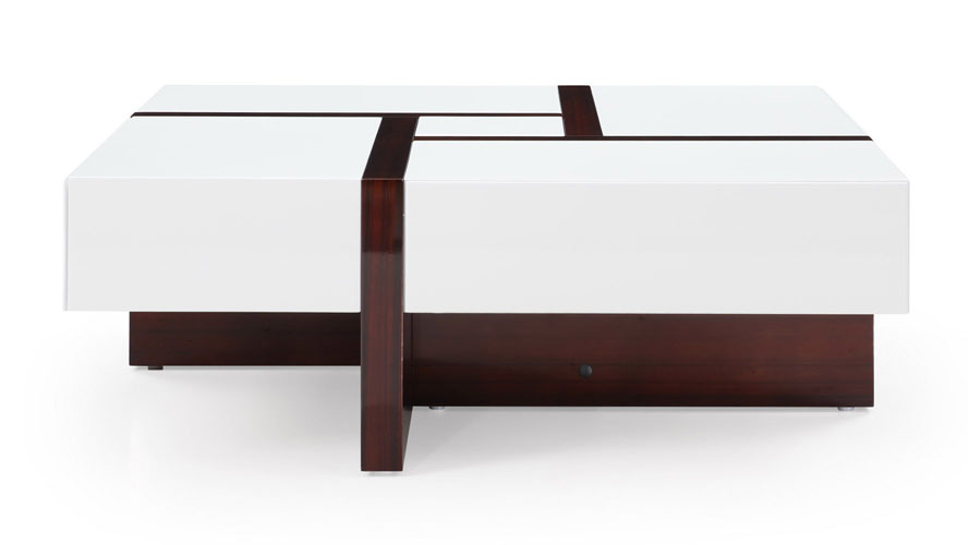 McIntosh 40" Square Coffee Table White and Ebony