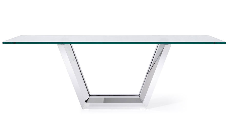 Deta Modern Coffee Table Oversized 51 Inch In Clear Glass With Deta Modern Coffee Table Oversized 51 Inch In Clear Glass With Polished Stainless Steel Base Zuri Furniture